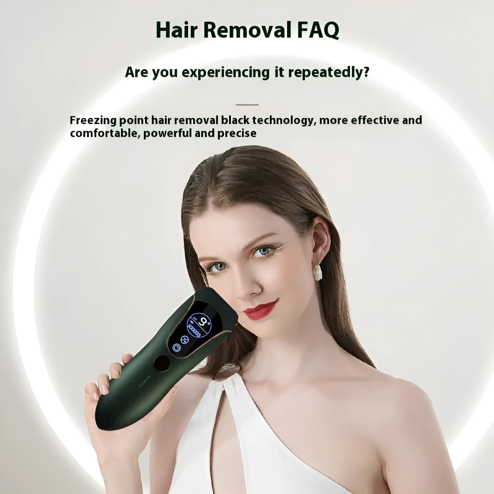 Freezing point hair removal device for whole body use in sundial green colour