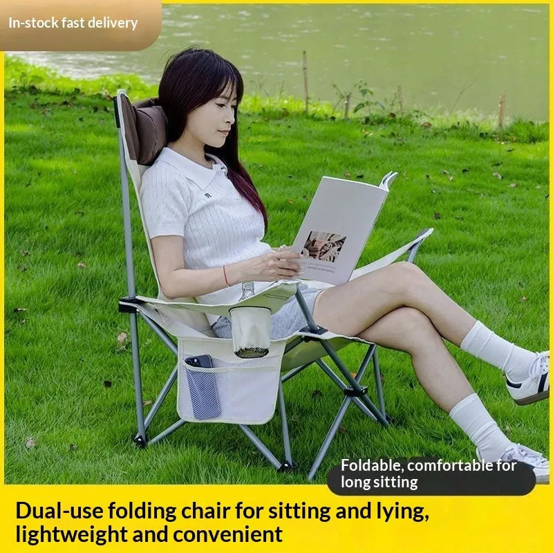 Portable folding outdoor office nap recliner chair in Beige