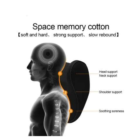 Car headrest and lumbar support cushion set in gray on a car seat