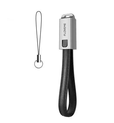 Red leather iPhone charging cable with zinc alloy connectors, 20cm length