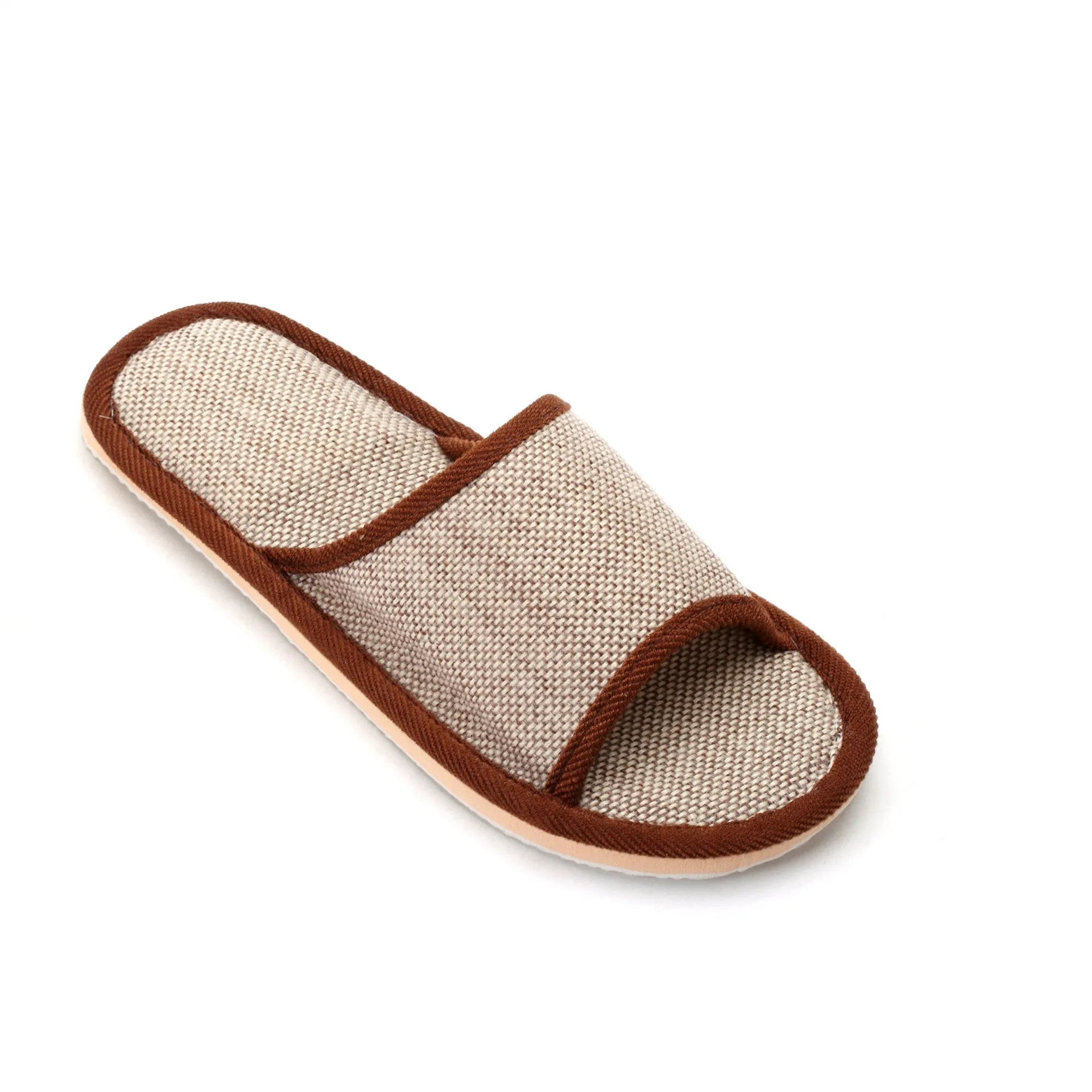 Women's open toe linen slippers in various colours with thickened sole design