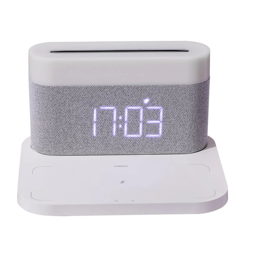 Wireless charger desktop clock night light table lamp in black or white with modern simple design
