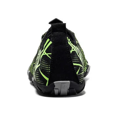 Non-slip wading shoes Lycra elastic fabric upper low-top slip-on in black for outdoor river and beach use