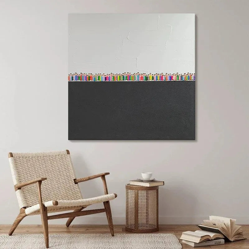 Hand painted abstract oil painting on square canvas, one panel, unframed, for modern wall decor