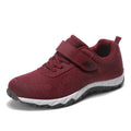 Women's wedge sole shoes with mesh upper and Velcro fastening in grey purple colour