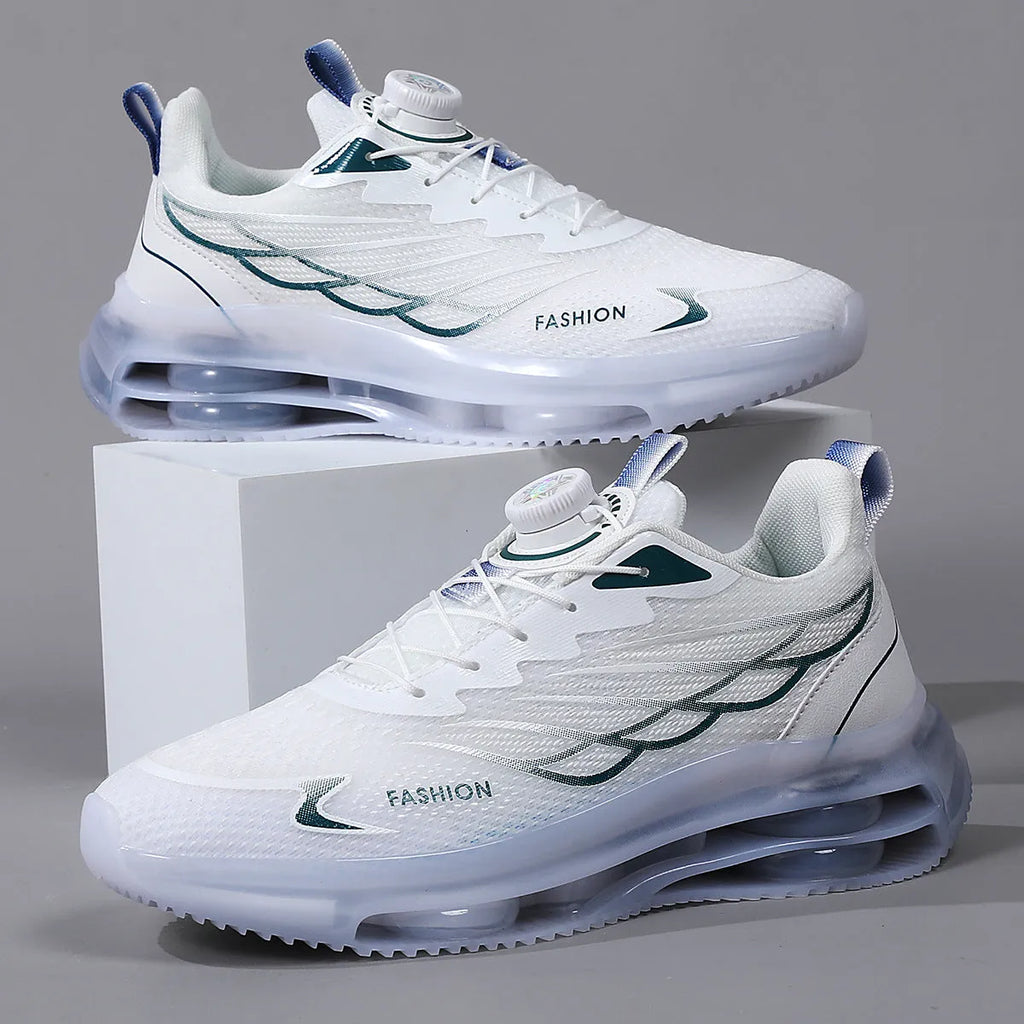 White Korean-style casual sports shoes with mesh upper and rubber sole