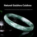 Handmade green Guizhou Cui jade bracelet, polished Chinese-style bangle, ring sizes 55-62mm