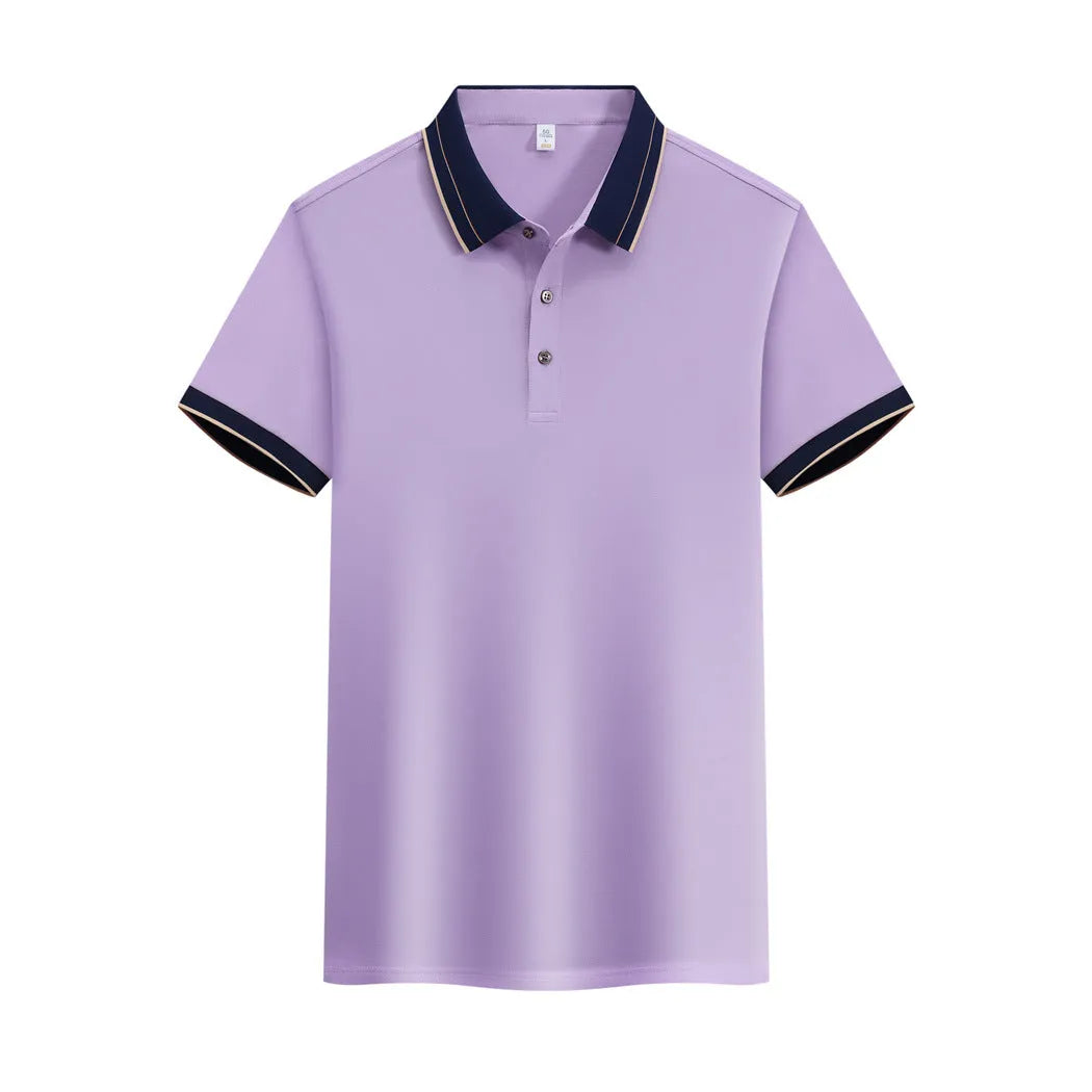 Ice Ion mercerised pearl cotton colour matching collar polo shirt in white, men and women regular fit short sleeve