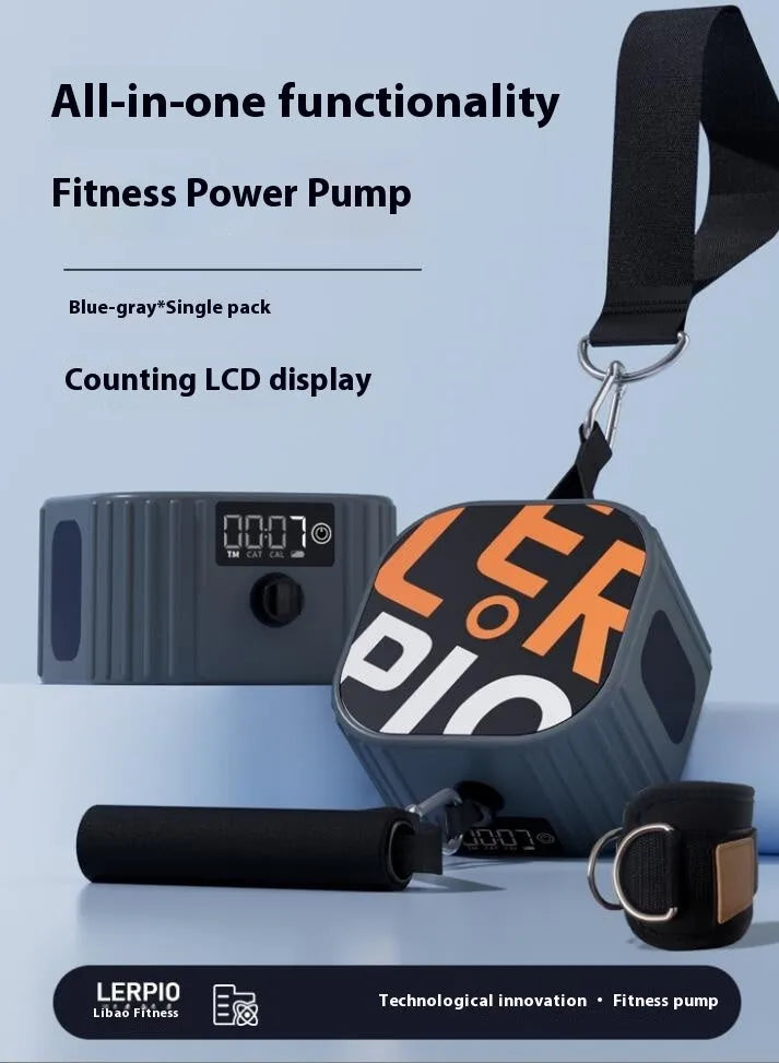 Blue-grey and orange-grey adjustable fitness resistance tensioner with 2-20kg intelligent adjustment.