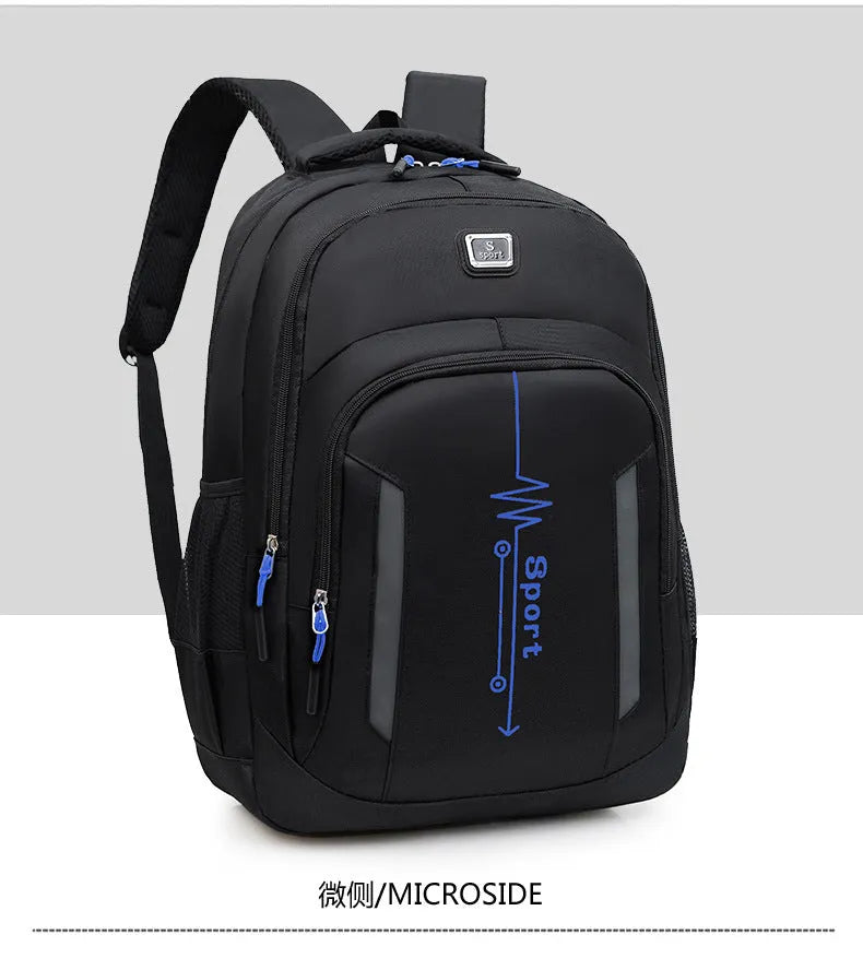 Oxford cloth capacity backpack with airpillow straps showing sewing line detailing in business travel setting