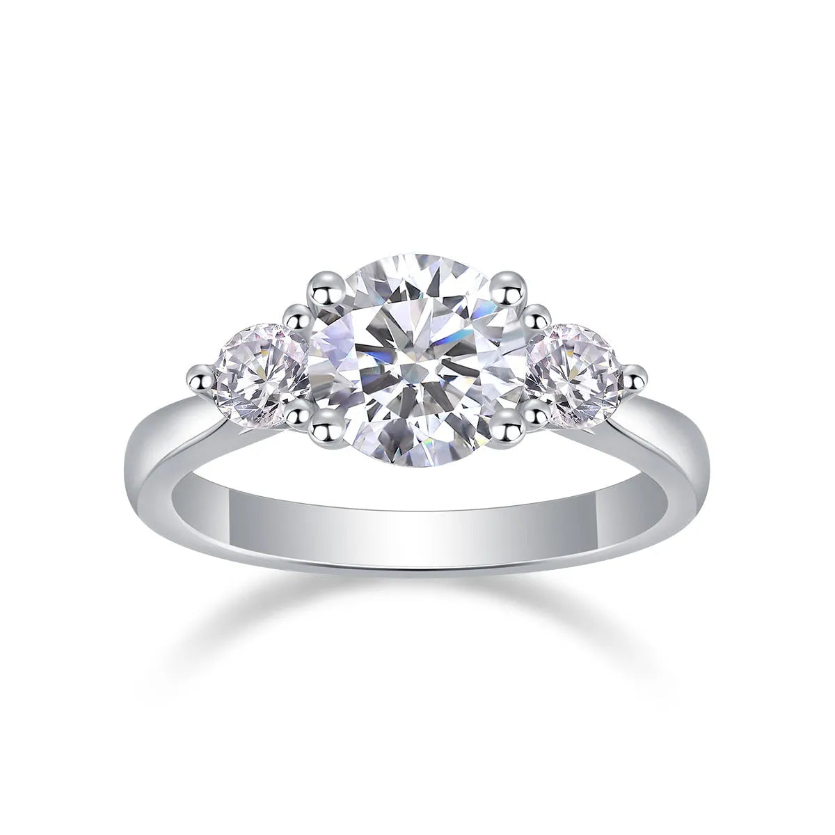 2 carat moissanite wedding ring set in S925 silver with gold plating, sizes 5 to 9, gift box and GRA certificate
