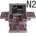 Professional 94 colour eyeshadow palette makeup kit with matt and pearl shades, concealers, lipsticks, and applicators in a two-layer case