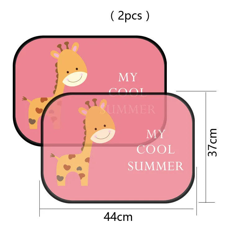 Electrostatic car sunshade pair for side windows in animal design
