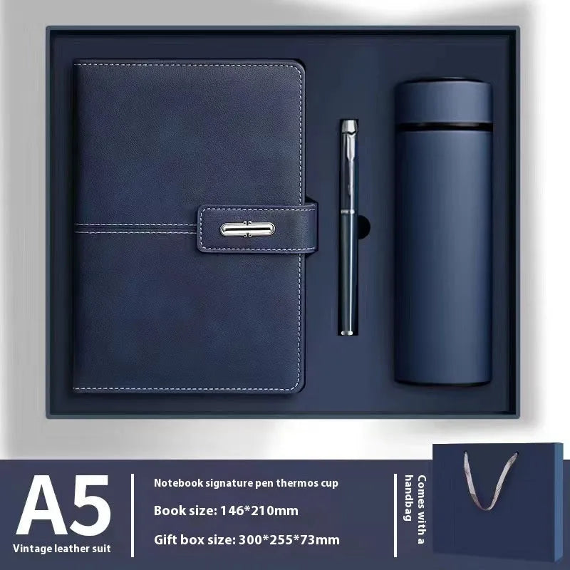 A5 notebook with PU leather cover in multiple colour options including red, green, blue and black