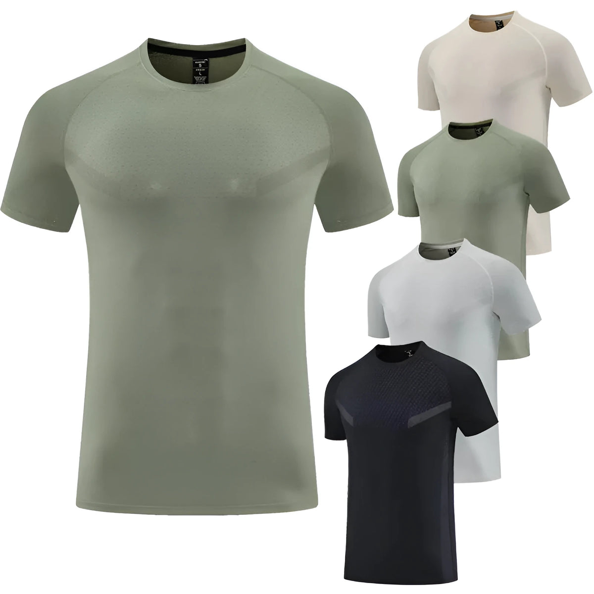 Men's loose breathable short-sleeved polyester top in solid colour, available in multiple shades