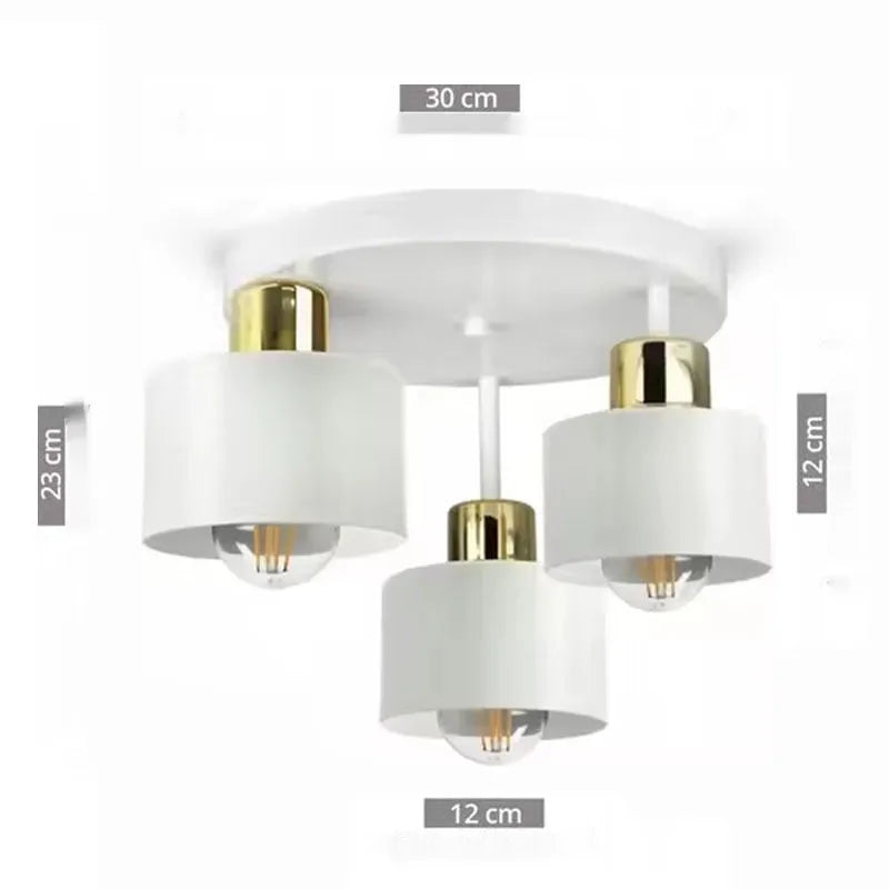Wrought iron ceiling light with black ribbon lampshade, three-head modern simplicity pendant light in black finish