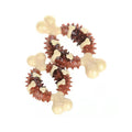 Natural rubber bone-shaped dog chew toy for teeth cleaning shown in two sizes.