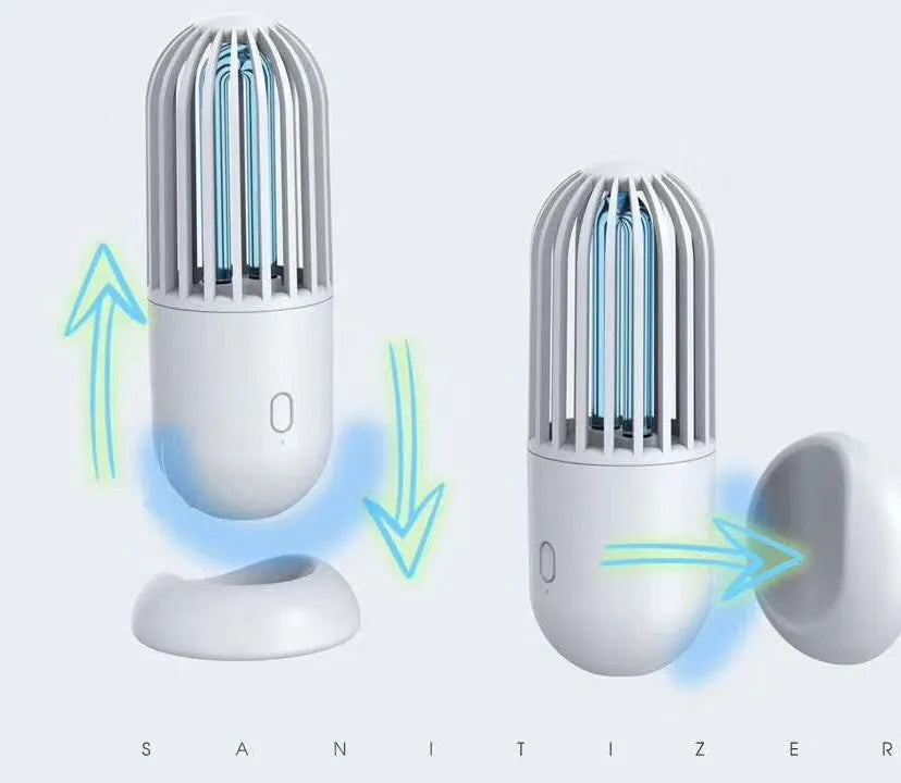 Portable capsule ultraviolet disinfection lamp with compact design measuring 52x52x136mm