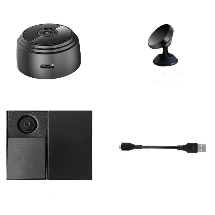 A9 Mini WiFi Smart Sports HD DV Camera with 1080P night vision, ABS body, rotating bracket, black colour