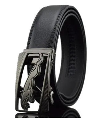 Men's automatic buckle leather belt in cowhide with 3.5cm width