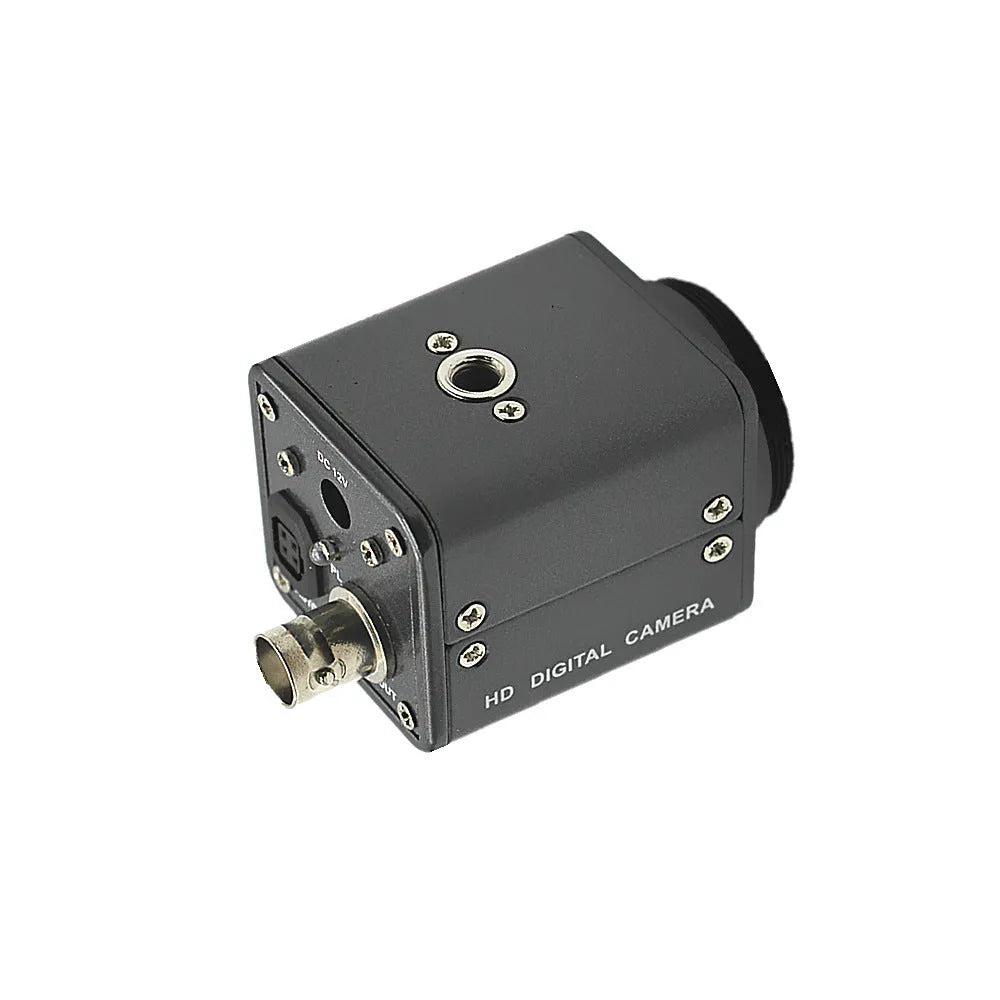 Hc-109 mini industrial metal camera for microscope use with gun-style body.