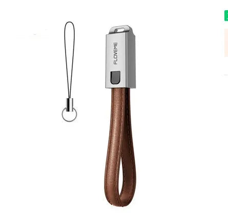 Red leather iPhone charging cable with zinc alloy connectors, 20cm length