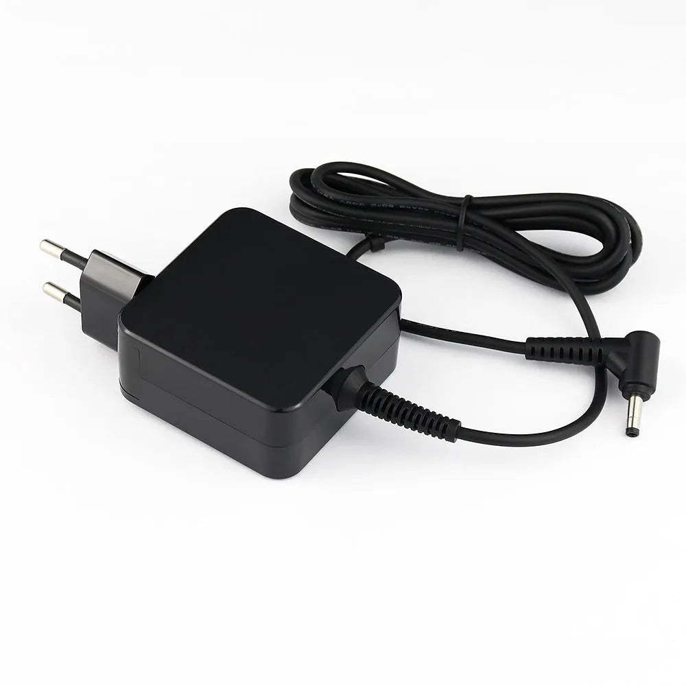 Black Hua 45W laptop power adapter with attached DC connector and charging cable.