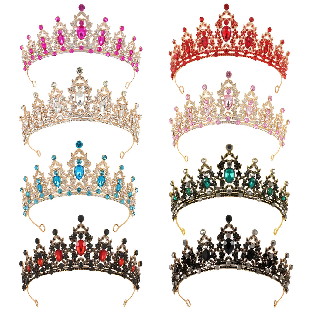 Baroque crown bride headdress with rhinestone detailing on an alloy base in silver and KC gold colour options.