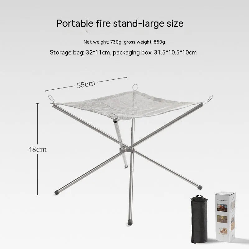 Large stainless steel barbecue with integrated silver grill net for outdoor cooking