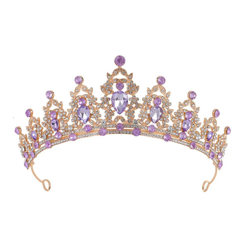 Baroque crown wedding headdress with rhinestone treatment in silver and gold colour options