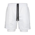 Men's plaid quick-drying sports shorts in polyester fabric shown in multiple colours.