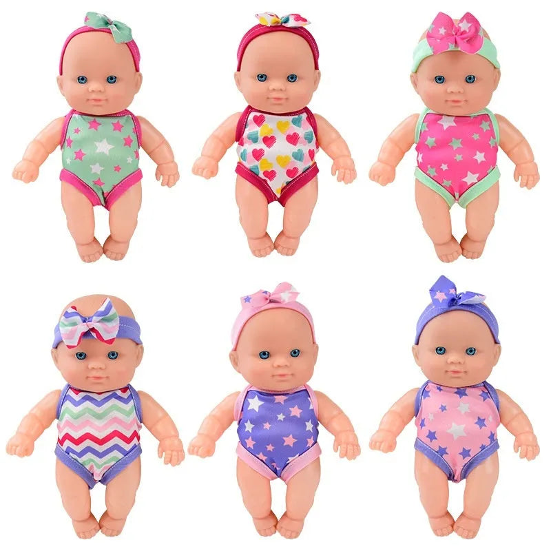 Simulation baby vinyl figurine doll in colour box packaging, 21.5cm tall, realistic design