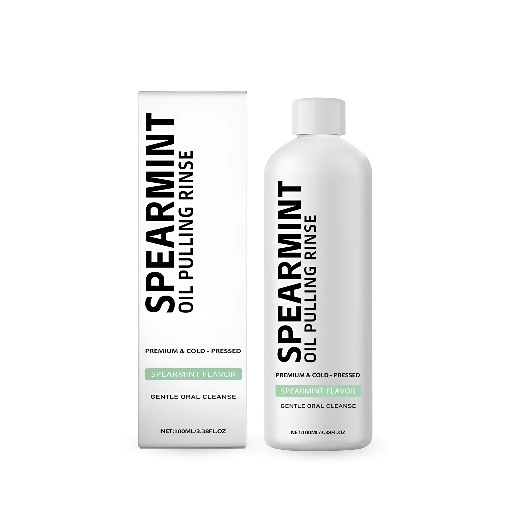 100ml bottle of spearmint oil pulling rinse with natural botanical ingredients