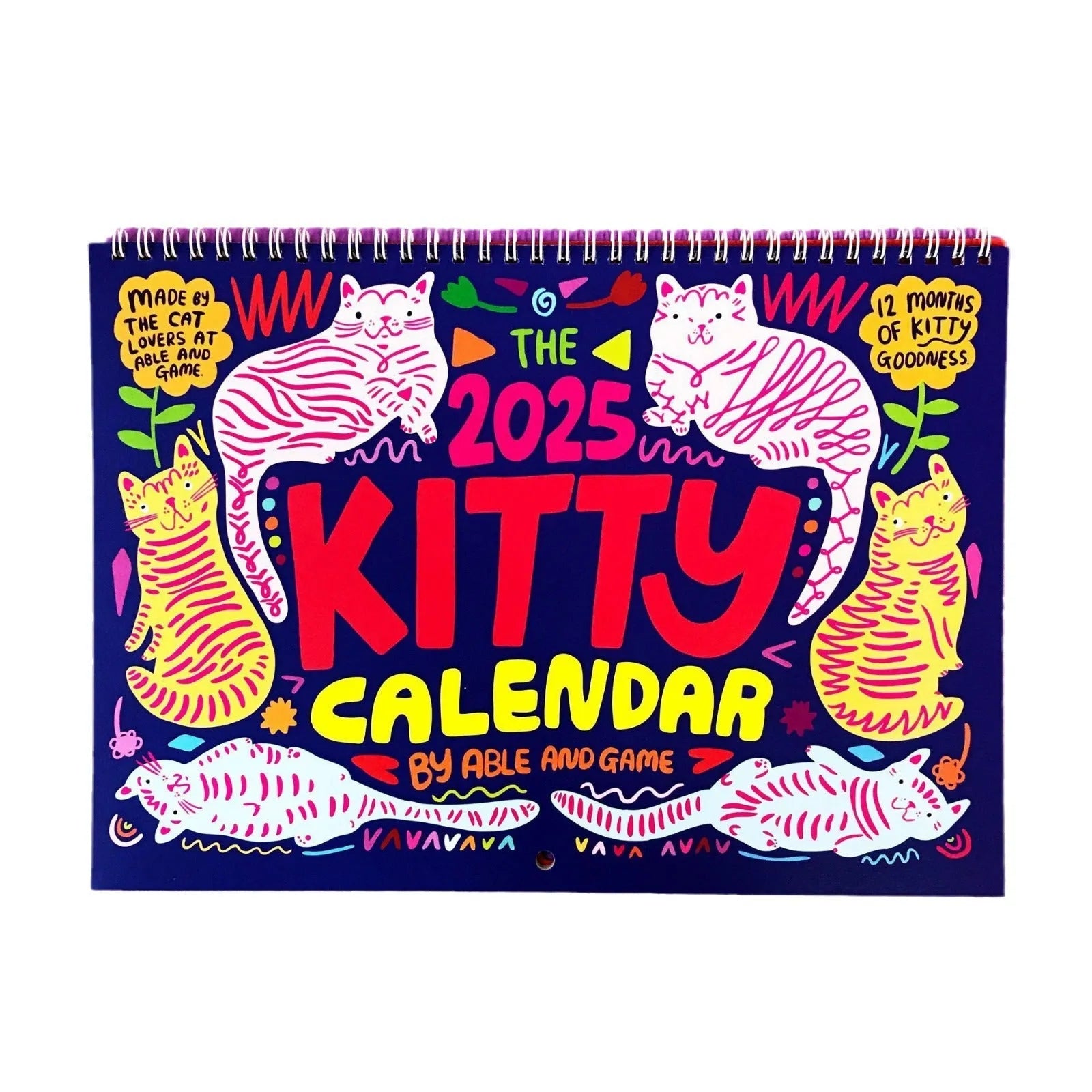 Cat calendar wall planner showing daily tear-off sheets with feline imagery