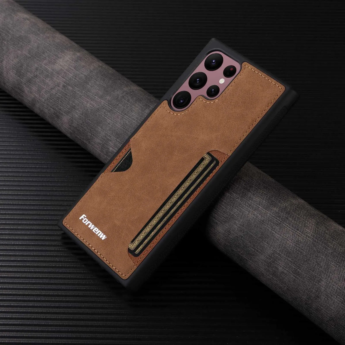 PU leather phone case for Samsung A54 A35 A15 A55 S24 S23 S22 S21 S20 Note20 with card slot, anti-fall, in black brown blue wine red Qingshan Dai