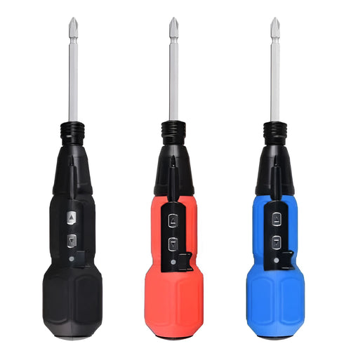 Alloy steel electric screwdriver with straight handle in black or blue colour, 36V rechargeable battery