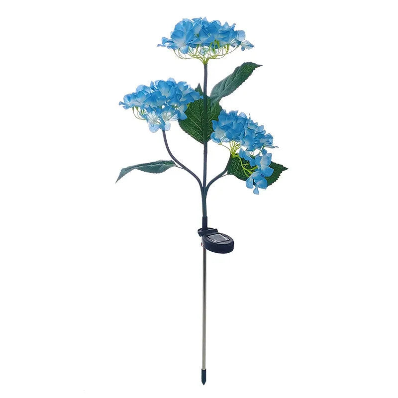 Outdoor LED simulation festive lantern flower shape raw silk PVC stainless steel 810mm IP44 3 head hydrangea
