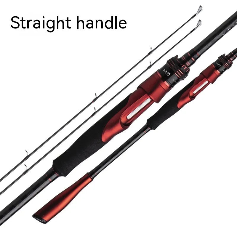 Carbon ultralight fishing rod with straight handle and cross carbon cloth construction for lure fishing