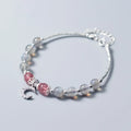 Natural moonstone handmade bracelet with crescent moon and crystal charms on adjustable chain