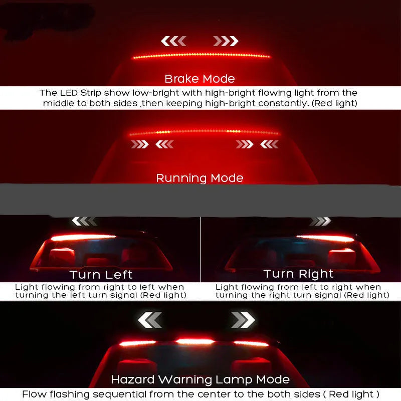 100cm red LED rear brake warning light strip with soft rubber shell, 12V 25W