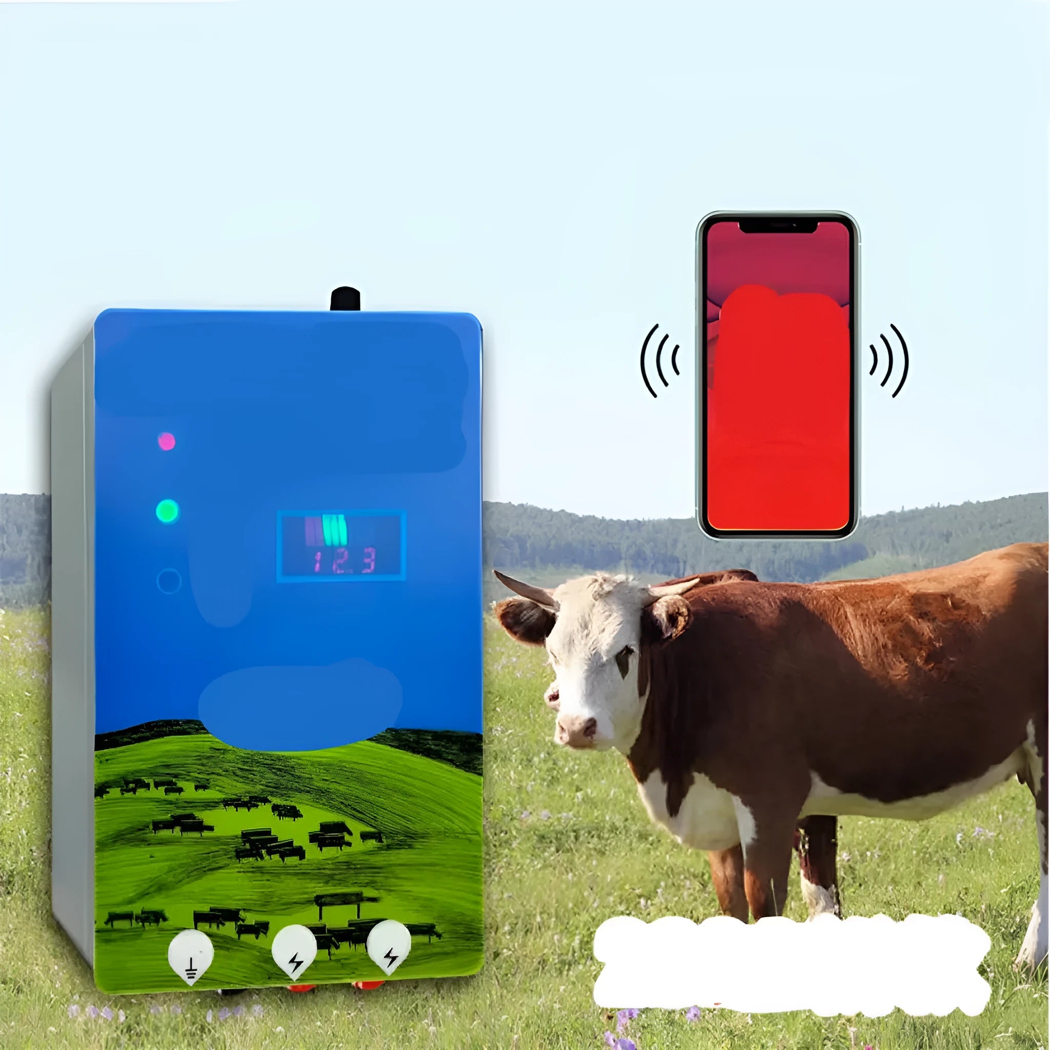 High voltage pulse electric fence energiser unit with alarm host and charger for livestock pasture security.