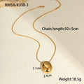 Gold geometric pendant necklace on adjustable stainless steel chain, shown at 41cm length.