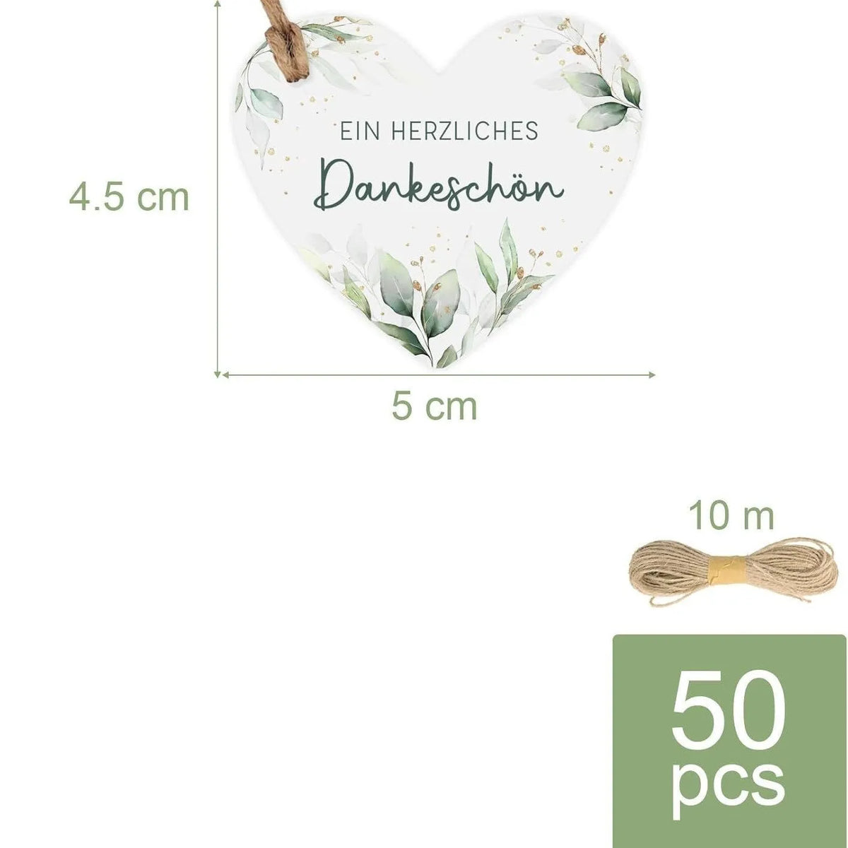 Set of fifty red and white heart-shaped paper gift tags with a half-handmade finish