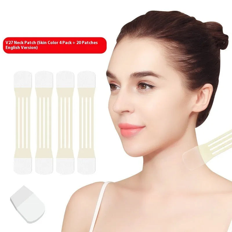 V27 neck pattern firming tape with skin-coloured adhesive straps and replacement patches