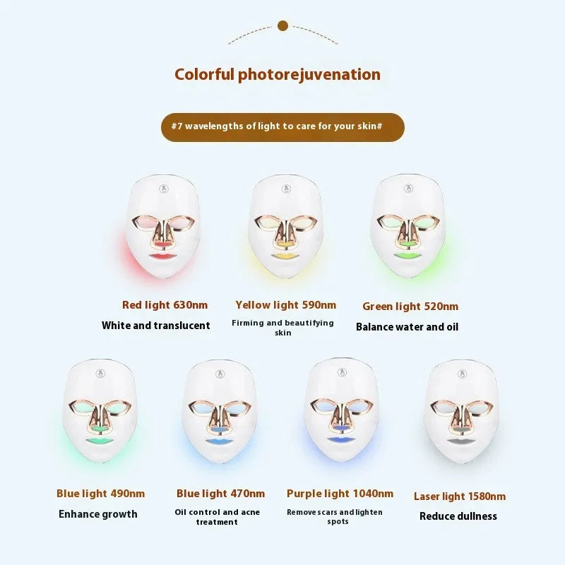 Rechargeable manual touch LED beauty mask in ABS plastic with adjustable strap