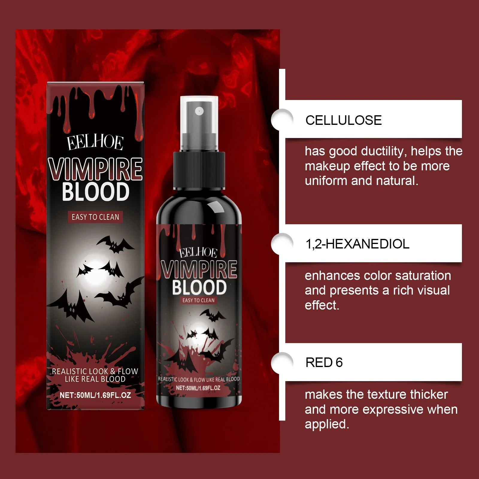Halloween plasma spray bottle 50ml with red synthetic blood liquid