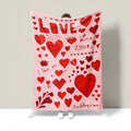 Heart print polyester fibre blanket in three sizes 100x150cm, 130x150cm and 150x200cm