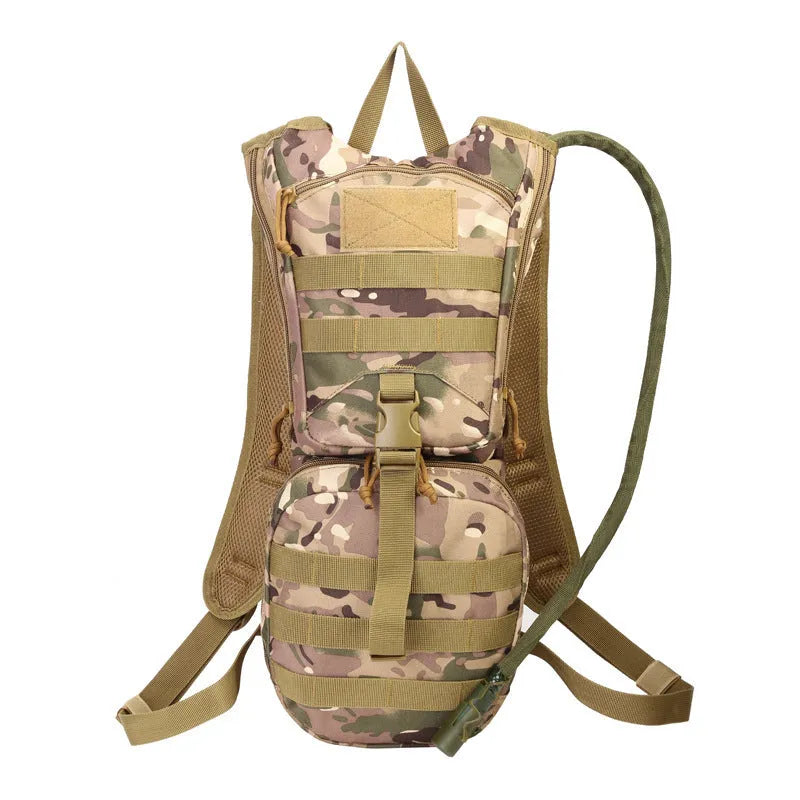 Large capacity camouflage cycling water bag in oxford cloth with physiological curve back plate for outdoor sports