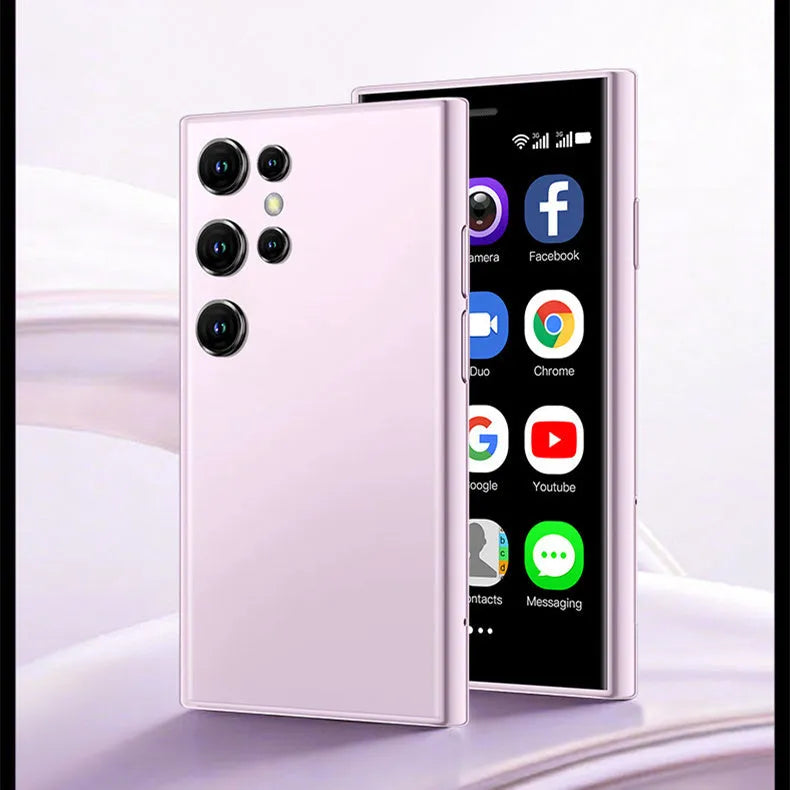 S23PRO XS15 mini smartphone in black, green, or pink purple colour on a white background.
