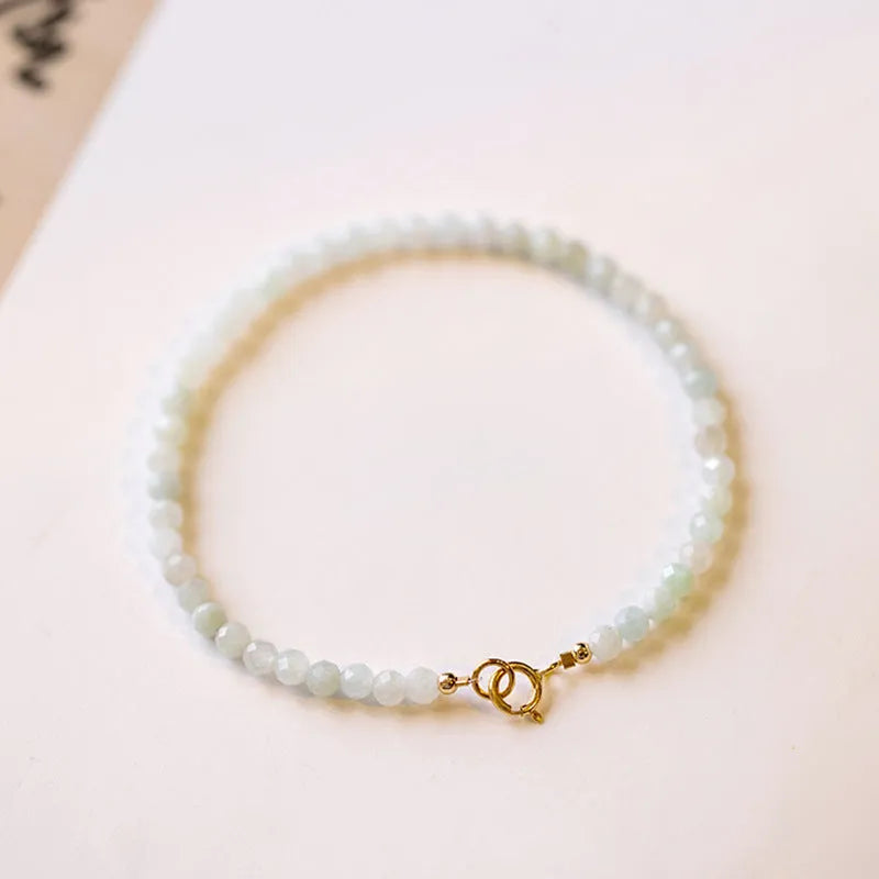 Women's Korean retro style jade bracelet with ball type design showing sizing options